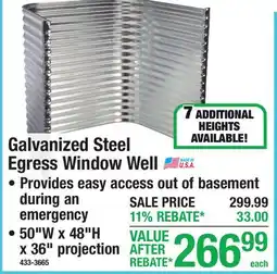Menards Galvanized Steel Egress Window Well offer