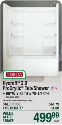 Menards Delta Hycroft 2.0 ProCrylic Tub/Shower offer