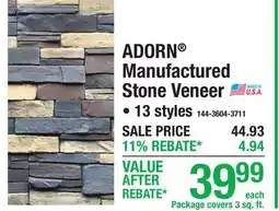 Menards ADORN Manufactured Stone Veneer Stone Accent Panels offer