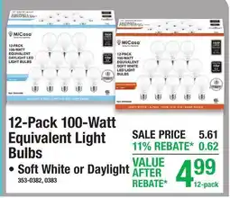Menards 12-Pack 100-Watt Equivalent Light Bulbs offer