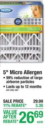 Menards 5 Micro Allergen Air Filters offer