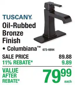 Menards TUSCANY Oil-Rubbed Bronze Finish offer