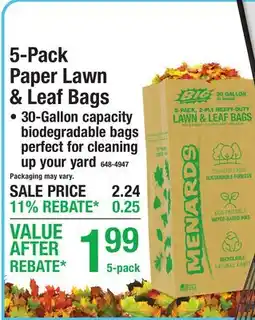 Menards 5-Pack Paper Lawn & Leaf Bags offer