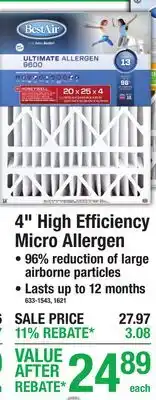 Menards 4 High Efficiency Micro Allergen Air Filters offer