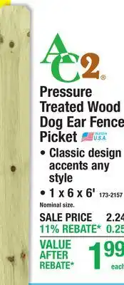Menards Pressure Treated Wood Dog Ear Fence Picket offer