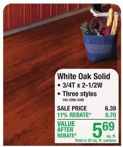Menards White Oak Solid HARDWOOD FLOORING offer