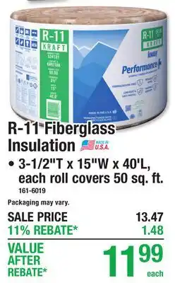 Menards R-11 Fiberglass Insulation offer