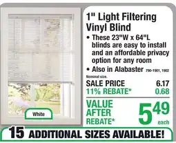 Menards 1 Light Filtering Vinyl Blind offer