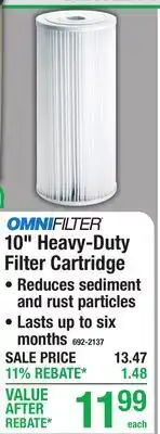 Menards OMNIFILTER 10 Heavy-Duty Filter Cartridge offer