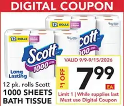 Pete's Fresh Market 12 pk. rolls Scott 1000 SHEETS BATH TISSUE offer