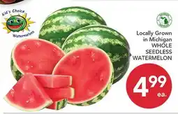 Pete's Fresh Market Locally Grown in Michigan WHOLE SEEDLESS WATERMELON offer