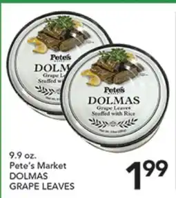 Pete's Fresh Market Pete's Market DOLMAS GRAPE LEAVES offer