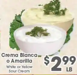 Arteagas Food Center Crema Blanca o Amarilla White or Yellow Sour Cream offer