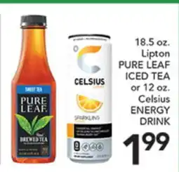 Pete's Fresh Market 18.5 oz. Lipton PURE LEAF ICED TEA or 12 oz. Celsius ENERGY DRINK offer