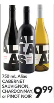 Pete's Fresh Market 750 mL Alias CABERNET SAUVIGNON, CHARDONNAY, or PINOT NOIR offer