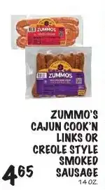 Foodarama Zummo's cajun cook'n links or creole style smoked sausage offer