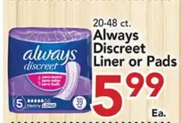 Eurofresh Market Always Discreet Liner or Pads offer