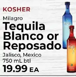 Sunset Foods Milagro Tequila Blanco or Reposado offer