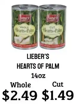 Seven Mile Market Lieber's hearts of palm offer