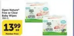 Pavilions Open Nature free or clear baby wipes offer