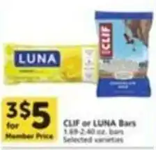 Pavilions Clif or Luna Bars offer