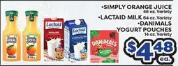 Torres Supermercado β’SIMPLY ORANGE JUICE β’LACTAID MILK β’DANIMALS YOGURT POUCHES offer
