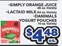 Torres Supermercado β’ SIMPLY ORANGE JUICE β’ LACTAID MILK β’ DANIMALS YOGURT POUCHES offer