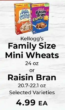 Sunset Foods Kellogg's Family Size Mini Wheats or Raisin Bran offer