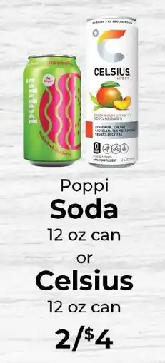 Sunset Foods Poppi Soda or Celsius offer