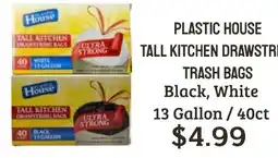 Seven Mile Market Plastic House tall kitchen drawstring trash bags offer
