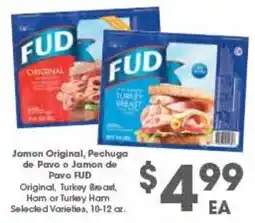 Arteagas Food Center Fud Original Turkey Breast, Ham or Turkey Ham offer