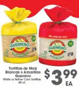 Arteagas Food Center White or Yellow Corn Tortillas Guerrero offer