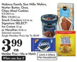 Pavilions Nabisco Family Size Nilla Wafers, Nutter Butter, Oreo, Chips Ahoy! Cookies offer