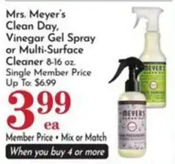 Pavilions Mrs. Meyer's Clean Day Vinegar Gel Spray or Multi-Surface Cleaner offer