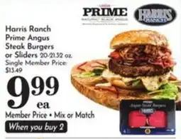 Pavilions Harris Ranch Prime Angus Steak Burgers or Sliders offer