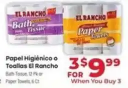Supermercado El Rancho El Rancho bath tissue or paper towels offer