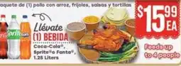 Supermercado El Rancho Pollo con arroz, frijoles, salsas y tortillas offer