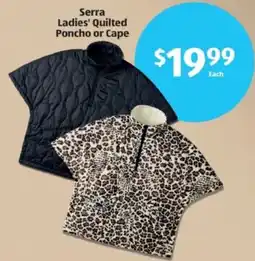 Aldi Serra Ladies' Quilted Poncho or Cape offer
