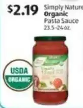 Aldi Simply Nature Organic Pasta Sauce offer