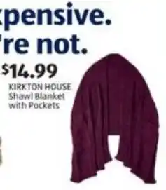 Aldi Kirkton House Shawl Blanket with Pockets offer