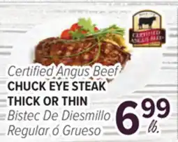 Cermak Fresh Market Certified Angus Beef CHUCK EYE STEAK THICK OR THIN offer