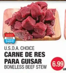 Carnicerias Jimenez U.S.D.A. CHOICE CARNE DE RES PARA GUISTAR offer
