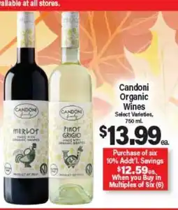 Angelo Caputo's Fresh Market Candoni Organic Wines offer