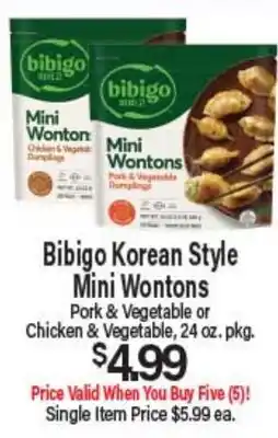 Angelo Caputo's Fresh Market Bibigo Korean Style Mini Wontons offer