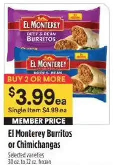 Raley's El Monterey Burritos or Chimichangas offer
