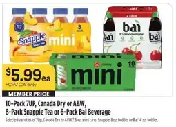Raley's 7up Canada Dry or A&W, Snapple Tea or Bai Beverage offer