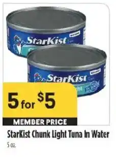 Raley's Starkist Chunk Light Tuna In Water offer