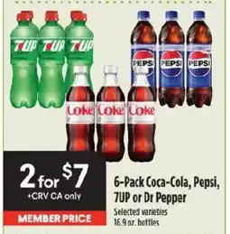Raley's 6-Pack Coca-Cola, Pepsi, 7UP or Dr Pepper offer