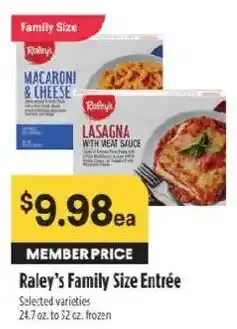 Raley's Raley's Family Size Entrée offer