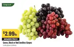 Raley's Green, Black or Red Seedless Grapes offer